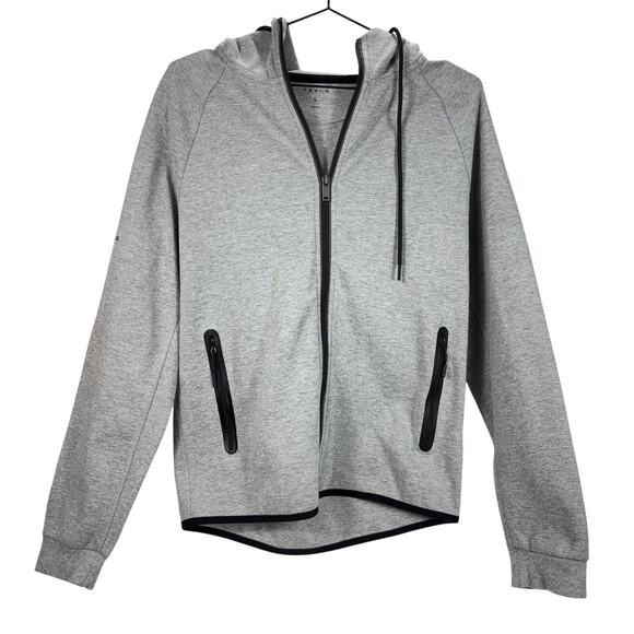 Women's Tesla Gray Full Zip Hoodie Jacket Size L Cotton Blend Athletic Logo - Picture 2 of 9